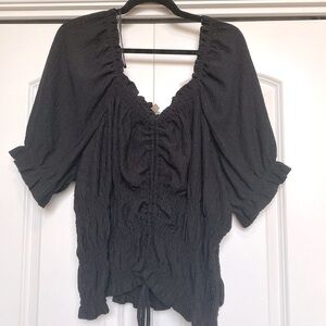 Pilcro Anthropologie Puff Sleeve Front Cinch gathered Blouse Shirt Womens 3X